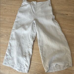 Flax light grey linen cropped pants, size small